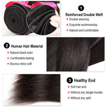 Load image into Gallery viewer, Brazilian Straight Hair Weave High Ratio Human Hair 3 or 4 Bundles Natural Black Remy Hair Extensions - SilkyDurag.com