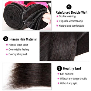 Brazilian Straight Hair Weave High Ratio Human Hair 3 or 4 Bundles Natural Black Remy Hair Extensions - SilkyDurag.com