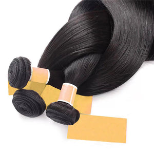 Brazilian Straight Hair 3 or 4 Bundles Natural Black Remy Hair Extensions