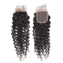 Load image into Gallery viewer, Brazilian Deep Wave 4X4 Lace Closure with Baby Hair Color 1b